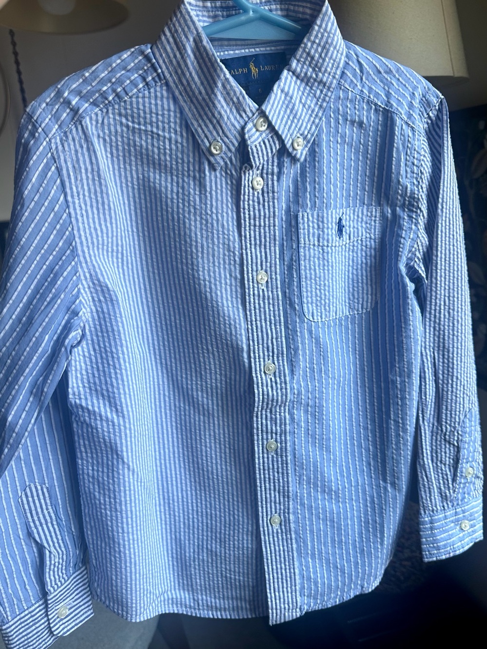 Ralph Lauren Light Blue & White Striped Button-Down Shirt